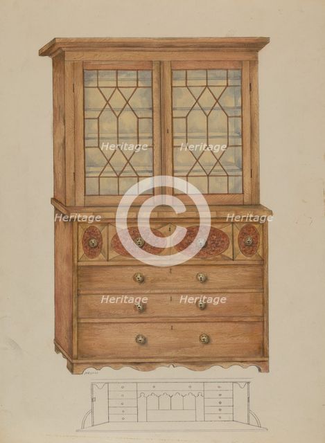 Combination Book Case, Desk, and Bureau, c. 1936. Creator: Henry Meyers.