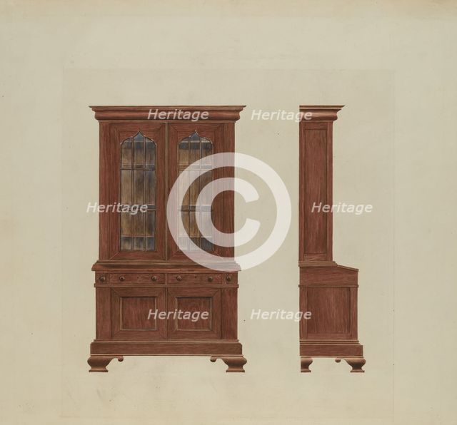 Combination Desk and Bookcase, c. 1937. Creator: Ray Price.