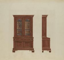 Combination Desk and Bookcase, c. 1937. Creator: Ray Price