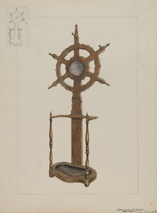Combination Hat Rack and Umbrella Stand, c. 1936. Creator: Edward L Loper