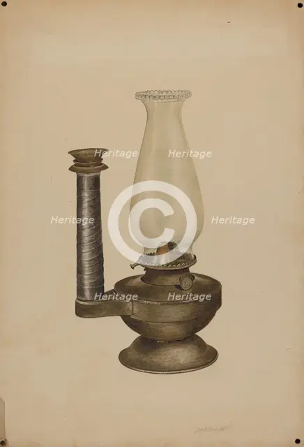 Combination Lamp/Candle Holder, c. 1940. Creator: Sydney Roberts.