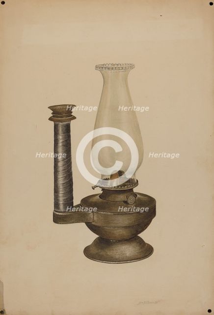 Combination Lamp/Candle Holder, c. 1940. Creator: Sydney Roberts.