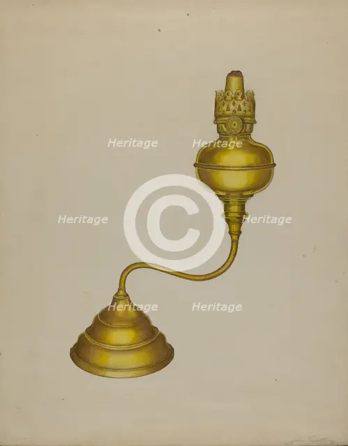 Combination Peg Lamp/Candleholder, c. 1937. Creator: John Cutting.