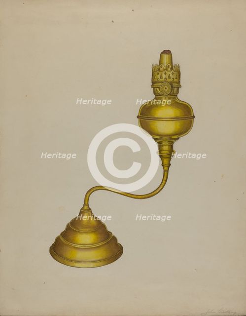 Combination Peg Lamp/Candleholder, c. 1937. Creator: John Cutting.