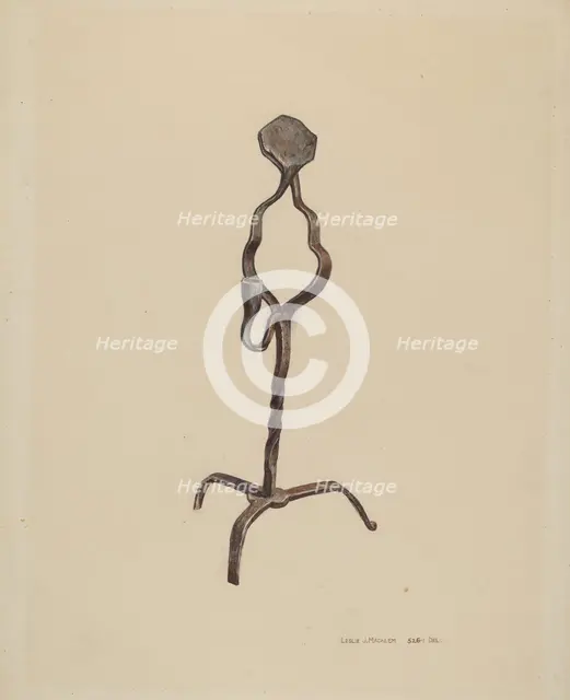 Combination Rush/Candle Holder, c. 1939. Creator: Leslie Macklem.