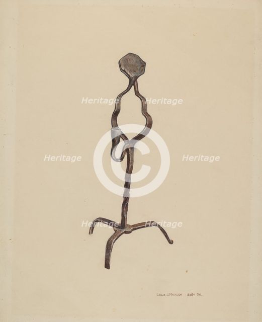 Combination Rush/Candle Holder, c. 1939. Creator: Leslie Macklem.