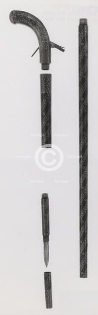 Combined Walking-Cane, Gun, Pistol, Sword, and Dagger, India subcontinent, mid-19th century. Creator: Unknown.