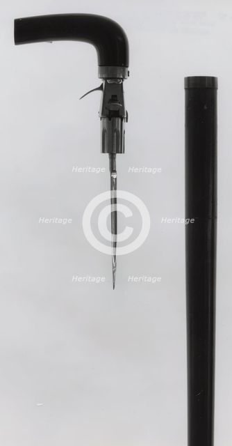 Combined Walking-Cane, Rimfire Pepperbox Revolver, and Stiletto, France, second half of 19th cent. Creator: Unknown.