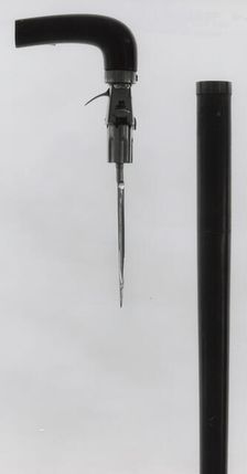 Combined Walking-Cane, Rimfire Pepperbox Revolver, and Stiletto, France, second half of 19th cent. Creator: Unknown