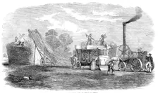 Combined thrashing and stacking machine, 1861. Creator: Unknown