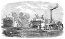 Combined thrashing and stacking machine, 1861. Creator: Unknown