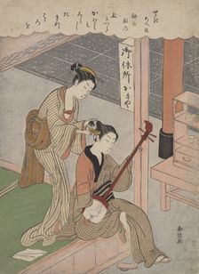 Combing His Hair, 1770., 1770. Creator: Suzuki Harunobu