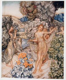 Come, temperate nymphs, and help to celebrate a contract of true love, illustration from The Tempes