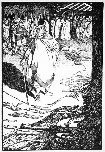 'Come thou out, Housewife' called Flosi to Bergthora', 1913. Creator: Morris Meredith Williams.