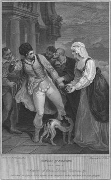 Comedy of Errors Act 4 Scene 4. Antipholis of Ephesus, Dromio, Courtezan & c 1798. Artist: James Stow