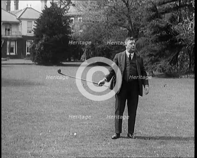 Comedian Harry Tate Attempting To Play Golf, 1920s. Creator: British Pathe Ltd.