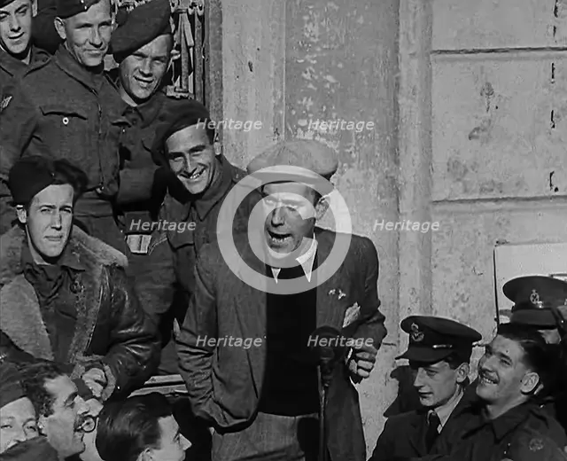 Comedian Tommy Trinder Entertaining Allied Troops, 1943-1944. Creator: British Pathe Ltd.
