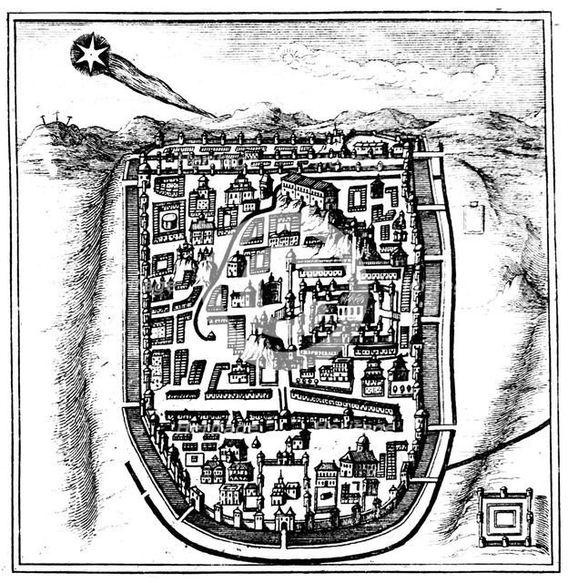 Comet of 66 AD (Halley) over Jerusalem, 1666. Artist: Unknown