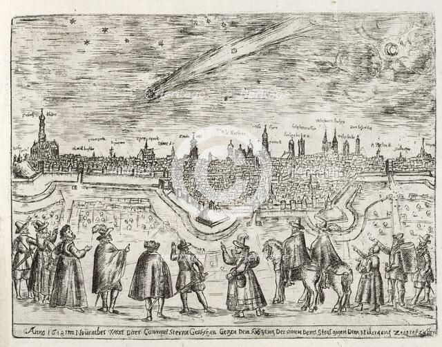 Comet seen over Augsburg end of November 1618,  pub.  1618. Creator: German School (17th Century).