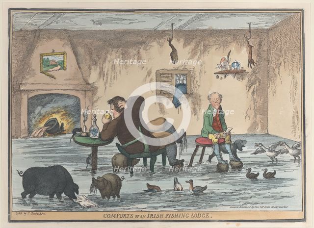 Comforts of an Irish Fishing Lodge, May 12, 1812., May 12, 1812. Creator: Thomas Rowlandson.