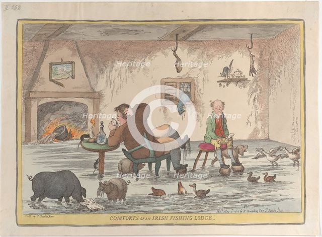 Comforts of an Irish Fishing Lodge, May 12, 1812., May 12, 1812. Creator: Thomas Rowlandson.