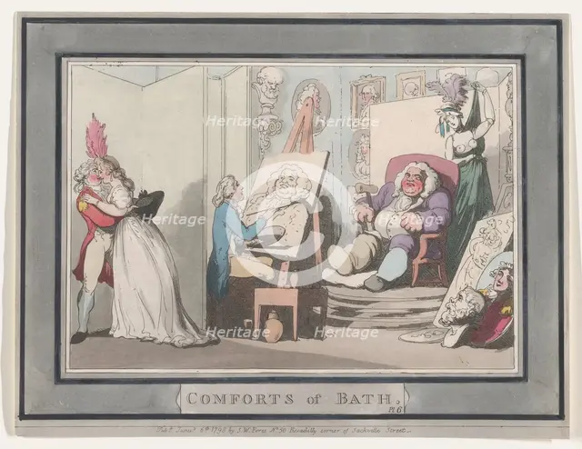 Comforts of Bath, Plate 6, January 6, 1798., January 6, 1798. Creator: Thomas Rowlandson.