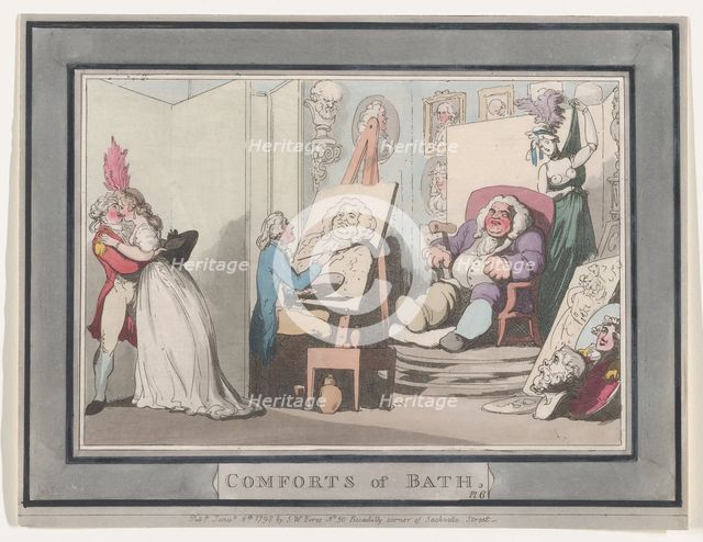 Comforts of Bath, Plate 6, January 6, 1798., January 6, 1798. Creator: Thomas Rowlandson.