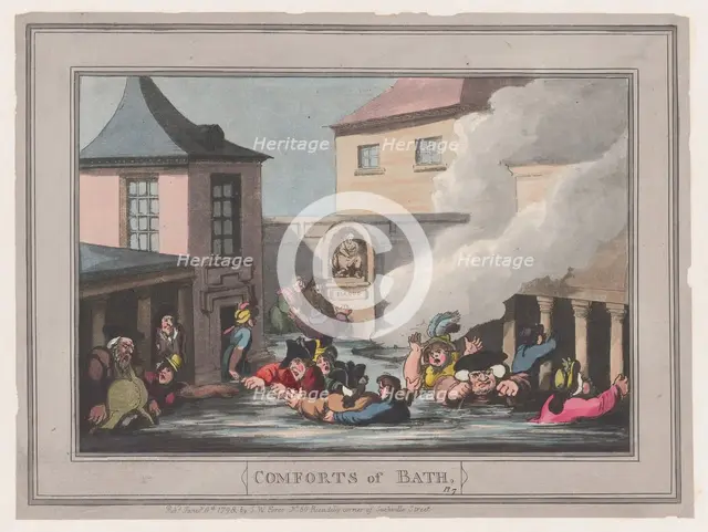 Comforts of Bath, Plate 7, January 6, 1798., January 6, 1798. Creator: Thomas Rowlandson.