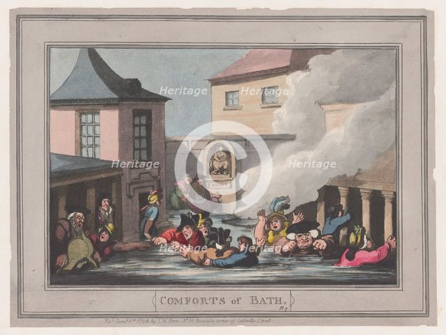 Comforts of Bath, Plate 7, January 6, 1798., January 6, 1798. Creator: Thomas Rowlandson.
