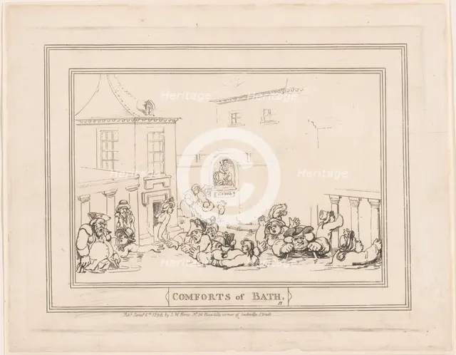 Comforts of Bath, Plate 7, January 6, 1798., January 6, 1798. Creator: Thomas Rowlandson.