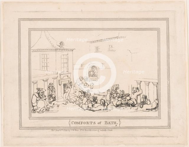 Comforts of Bath, Plate 7, January 6, 1798., January 6, 1798. Creator: Thomas Rowlandson.