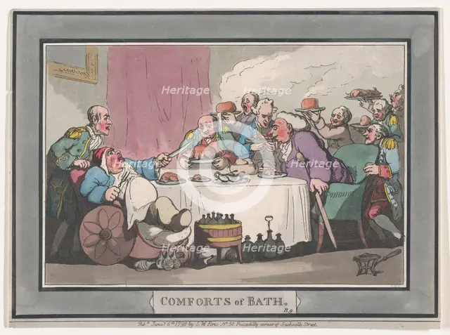 Comforts of Bath, Plate 9, January 6, 1798., January 6, 1798. Creator: Thomas Rowlandson.