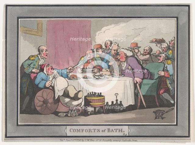 Comforts of Bath, Plate 9, January 6, 1798., January 6, 1798. Creator: Thomas Rowlandson.