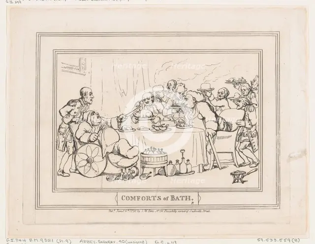 Comforts of Bath, Plate 9, January 6, 1798., January 6, 1798. Creator: Thomas Rowlandson.