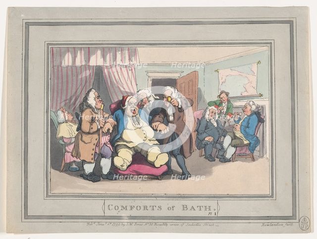 Comforts of Bath, Plate 1, January 6, 1798., January 6, 1798. Creator: Thomas Rowlandson.