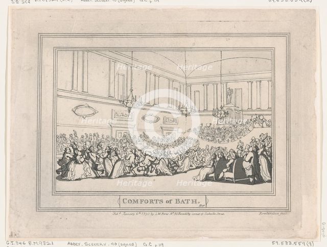 Comforts of Bath, Plate 10, January 6, 1798., January 6, 1798. Creator: Thomas Rowlandson.