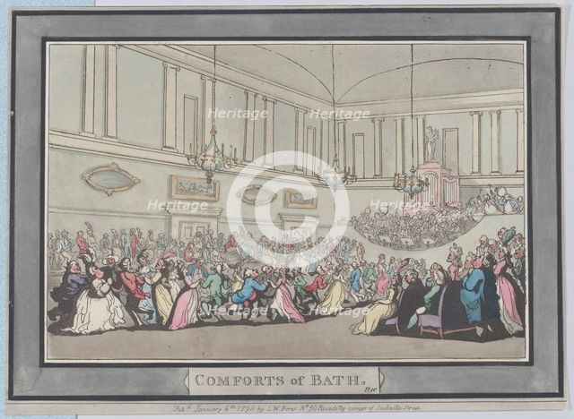Comforts of Bath, Plate 10, January 6, 1798., January 6, 1798. Creator: Thomas Rowlandson.