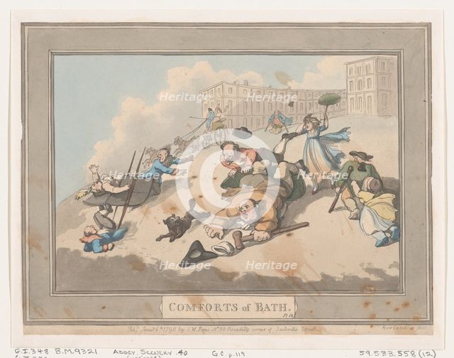 Comforts of Bath, Plate 12, January 6, 1798., January 6, 1798. Creator: Thomas Rowlandson.