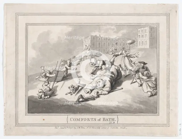 Comforts of Bath, Plate 12, January 6, 1798., January 6, 1798. Creator: Thomas Rowlandson.