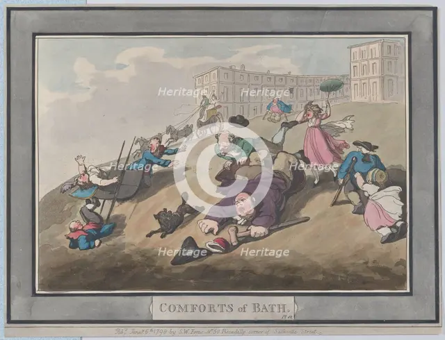 Comforts of Bath, Plate 12, January 6, 1798., January 6, 1798. Creator: Thomas Rowlandson.