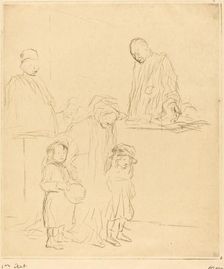 Coming Out of the Hearing (first plate), 1909. Creator: Jean Louis Forain
