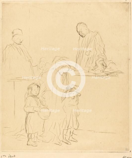 Coming Out of the Hearing (first plate), 1909. Creator: Jean Louis Forain.