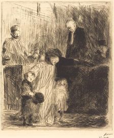 Coming Out of the Hearing (first plate), 1909. Creator: Jean Louis Forain