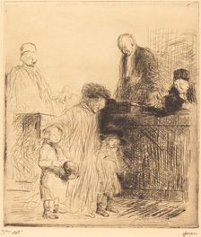 Coming Out of the Hearing (first plate), 1909. Creator: Jean Louis Forain