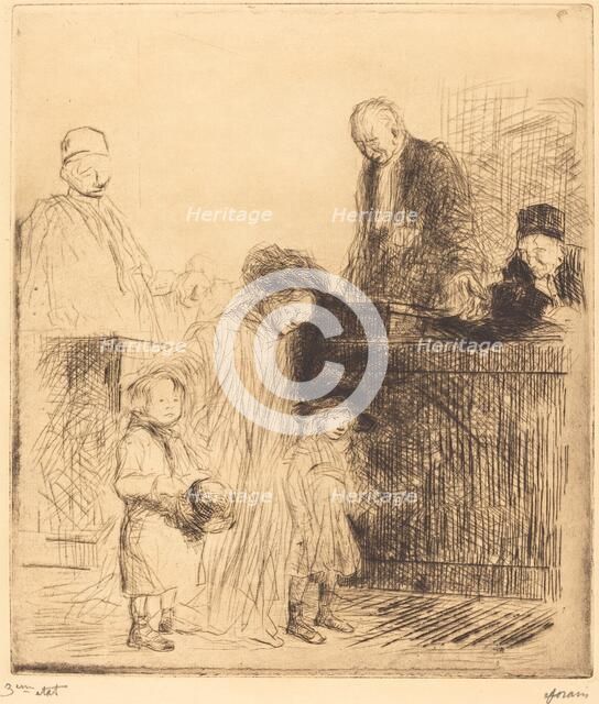 Coming Out of the Hearing (first plate), 1909. Creator: Jean Louis Forain.