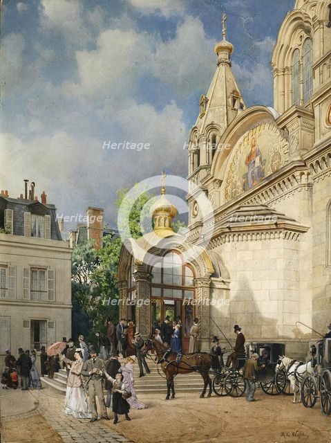 Coming out of a Church, 1870s-1880s. Artist: Villie, Mikhail Yakovlevich (1838-1910)