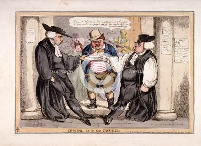 'Coming out of church', London, c1815. Artist: Anon