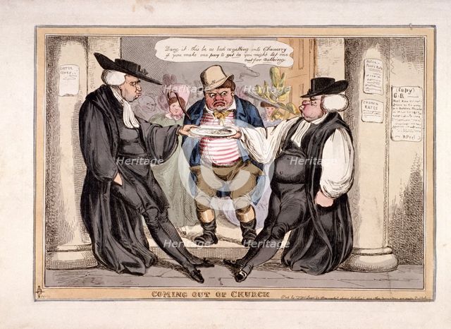 'Coming out of church', London, c1815. Artist: Anon