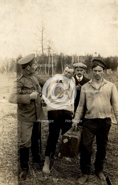 Comic scene "Arrest", 1913-1914. Creator: S. Ia. Mamontov.