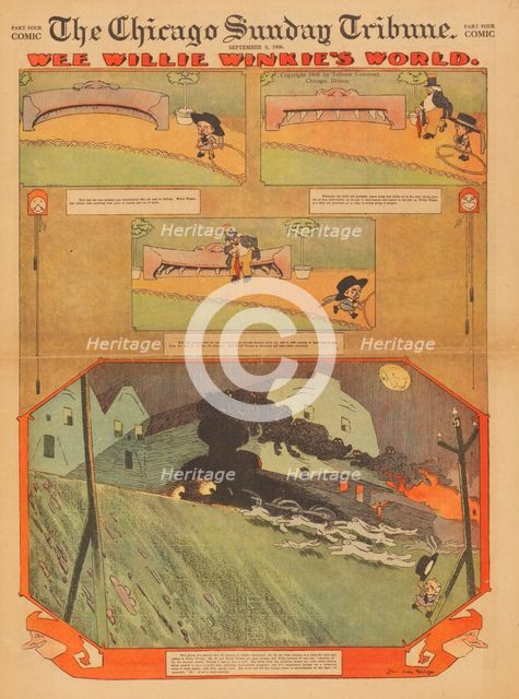 Comic strips from the series Wee Willie Winkie's World. Chicago Tribune, 1906-1907. Creator: Feininger, Lyonel (1871-1956).